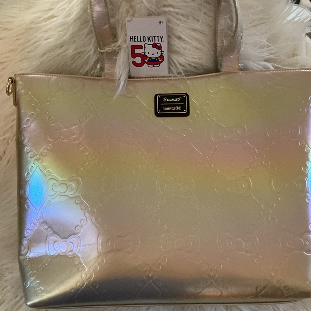 Gold Textured Tote Bag with Shimmery Finish - Picture 7 of 13